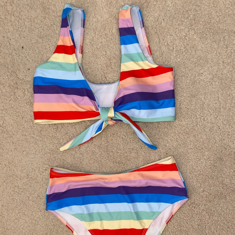 rainbow high waisted bikini